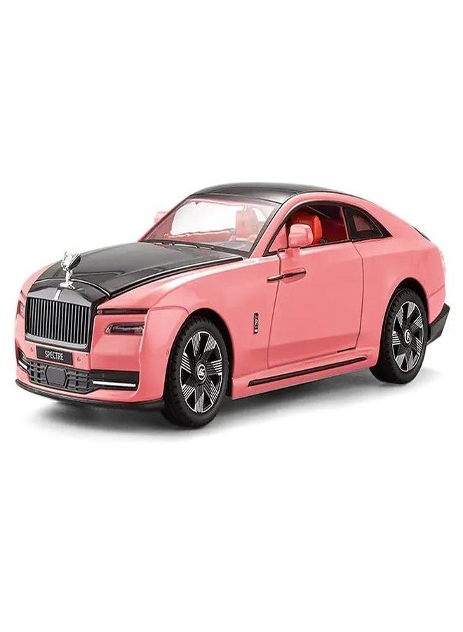 KING FORU Scale Exclusive Alloy Metal Pull Back Die-cast Car Model with Sound Light Mini Auto Toy for Kids Metal Model Toy Car with Sound and Light (1.24 SACLE -Rolls Royce Spectre-Pink Color) - Image 4